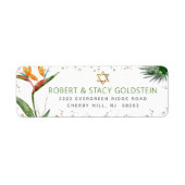 Bat Mitzvah Tropical Gold Palm Waterverf Adres Etiket (Voorkant)
