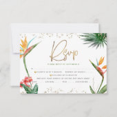 Bat Mitzvah Tropical Gold Script Palm Waterverf RSVP Kaartje (Voorkant)