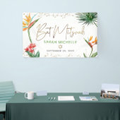 Bat Mitzvah Tropical Palm Leaf Gold Script Welkom Spandoek (Beurs)