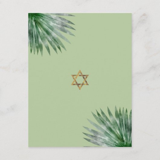 Bat Mitzvah Tropisch Goud Script Bloemen Waterverf Informatiekaartje (Achterkant)