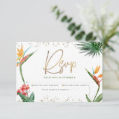 Bat Mitzvah Tropisch Goud Script Bloemen Waterverf RSVP Kaartje (Staand voorkant)