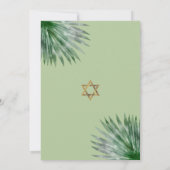 Bat Mitzvah Tropische Floral Waterverf Gold Script Kaart (Achterkant)