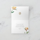 Bat Mitzvah Tropische Waterverf Bloemen Goud Scrip Bedankkaart (Binnen)