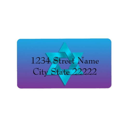 Bat Mitzvah Turquoise aan Paarse Ombre met Star Etiket (Voorkant)