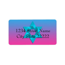 Bat Mitzvah Turquoise aan Pink Ombre met Star Etiket