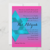 Bat Mitzvah Turquoise aan Pink Ombre met Star Kaart (Voorkant)