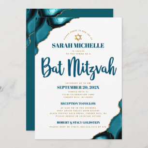 Bat Mitzvah Turquoise Agaat Modern Eenvoudig Scrip Kaart