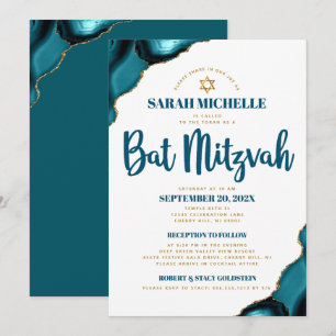 Bat Mitzvah Turquoise Agate Schrift 2 Locatie Mode Kaart