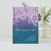 Bat Mitzvah Turquoise Blauw Paarse Extra Sparkly RSVP Kaartje (Staand voorkant)