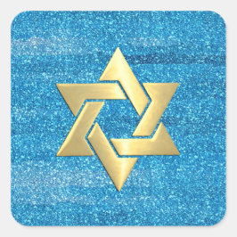 Bat Mitzvah Turquoise Blue Glitter met elke kleur Vierkante Sticker