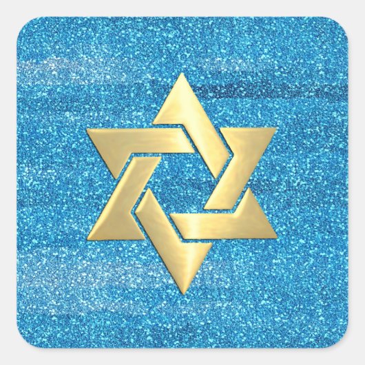 Bat Mitzvah Turquoise Blue Glitter met elke kleur Vierkante Sticker (Voorkant)