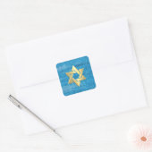 Bat Mitzvah Turquoise Blue Glitter met elke kleur Vierkante Sticker (Envelop)