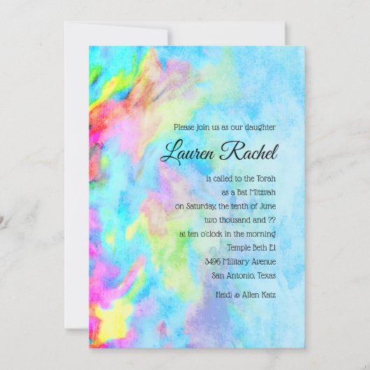 Bat Mitzvah Turquoise Blue Limoen roze tinkleursto Kaart (Voorkant)