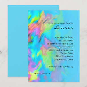 Bat Mitzvah Turquoise Blue Limoen roze tinkleursto Kaart