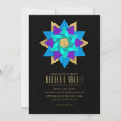 Bat Mitzvah Turquoise Blue Paarse Aqua Star Flower Kaart (Voorkant)