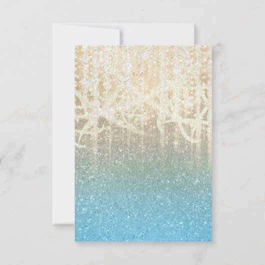 Bat Mitzvah Turquoise en Gold Extra Sparkly RSVP Kaartje (Achterkant)