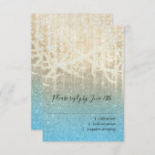 Bat Mitzvah Turquoise en Gold Extra Sparkly RSVP Kaartje (Voorkant / Achterkant)