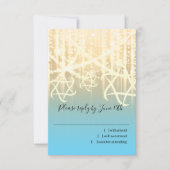 Bat Mitzvah Turquoise en Gold Sparkly Lights RSVP Kaartje (Voorkant)