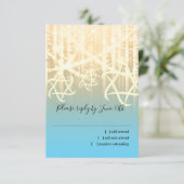 Bat Mitzvah Turquoise en Gold Sparkly Lights RSVP Kaartje (Staand voorkant)