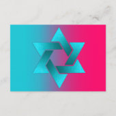 Bat Mitzvah Turquoise en Pink Ombre Star van David Kaart (Achterkant)