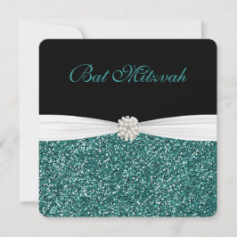 Bat Mitzvah, Turquoise Glitter, Uitnodigingen