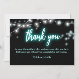 Bat Mitzvah Turquoise Neon Thema Bedankkaart