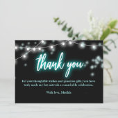 Bat Mitzvah Turquoise Neon Themed Bedankkaart (Staand voorkant)