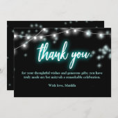 Bat Mitzvah Turquoise Neon Themed Bedankkaart (Voorkant / Achterkant)