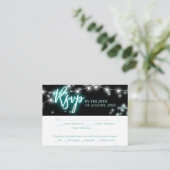 Bat Mitzvah Turquoise Neon Themed RSVP Informatiekaartje (Staand voorkant)