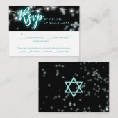 Bat Mitzvah Turquoise Neon Themed RSVP Informatiekaartje (Voorkant / Achterkant)