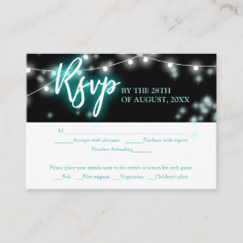 Bat Mitzvah Turquoise Neon Themed RSVP Informatiekaartje