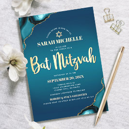 Bat Mitzvah Turquoise Ombre Agaat Gouden Schrift S Kaart