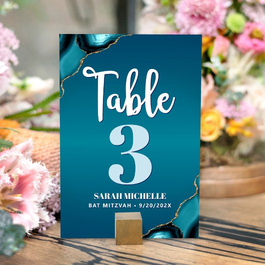 Bat Mitzvah Turquoise Ombre Agaat Script Modern Kaart