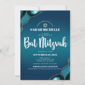 Bat Mitzvah Turquoise Ombre Agate Modern Script Kaart (Voorkant)
