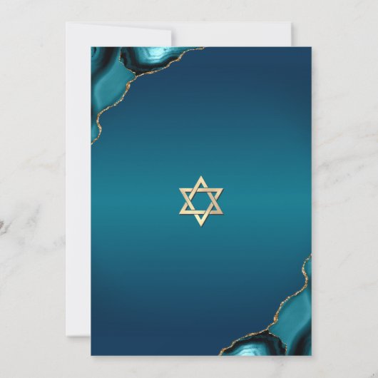 Bat Mitzvah Turquoise Ombre Agate Modern Script Kaart (Achterkant)