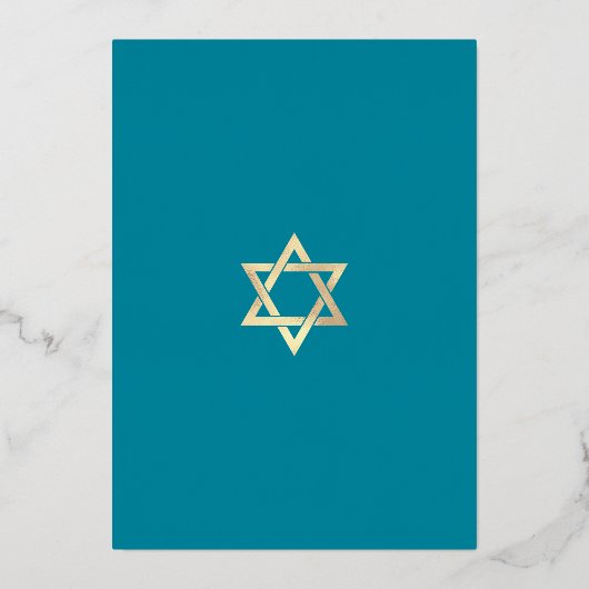 Bat Mitzvah Turquoise Ombre Agate Script Echt Goud Folie Uitnodiging (Achterkant)