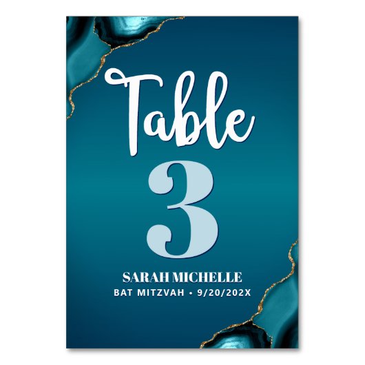 Bat Mitzvah Turquoise Ombre Agate Script Modern Kaart (Achterkant)