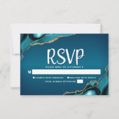 Bat Mitzvah Turquoise Ombre Gold Agate Script RSVP Kaartje (Voorkant)