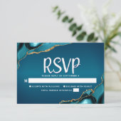 Bat Mitzvah Turquoise Ombre Gold Agate Script RSVP Kaartje (Staand voorkant)