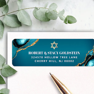 Bat Mitzvah Turquoise Ombre Goud Agaat Uitnodiging Etiket