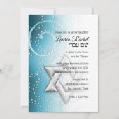Bat Mitzvah Turquoise Shimmer Star van David Kaart (Voorkant)