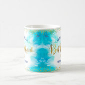 Bat Mitzvah Turquoise Watercolor Gold Script Bold Koffiemok (Center)