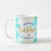 Bat Mitzvah Turquoise Watercolor Gold Script Bold Koffiemok (Links)