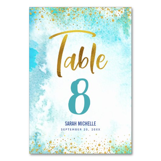 Bat Mitzvah Turquoise Waterverf Girly Gold Script Kaart (Achterkant)