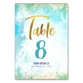 Bat Mitzvah Turquoise Waterverf Girly Gold Script Kaart (Voorkant)