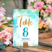 Bat Mitzvah Turquoise Waterverf Girly Gold Script Kaart