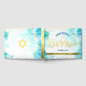 Bat Mitzvah Turquoise Waterverf Script Gold Foil Gastenboek (Volledig)