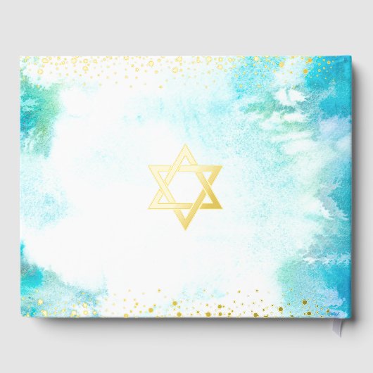 Bat Mitzvah Turquoise Waterverf Script Gold Foil Gastenboek (Achterkant)