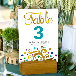 Bat Mitzvah Turquoise Wit Gouden Folie Boom des Le Kaart