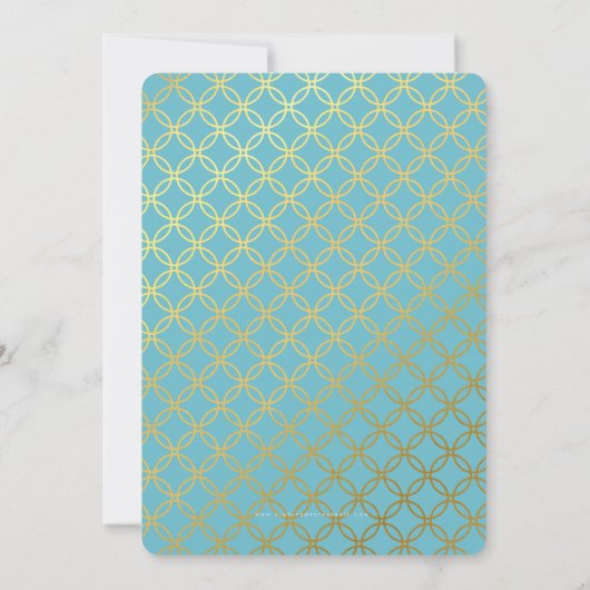 BAT MITZVAH turquoise witgouden script SAMANTHA Kaart (Achterkant)